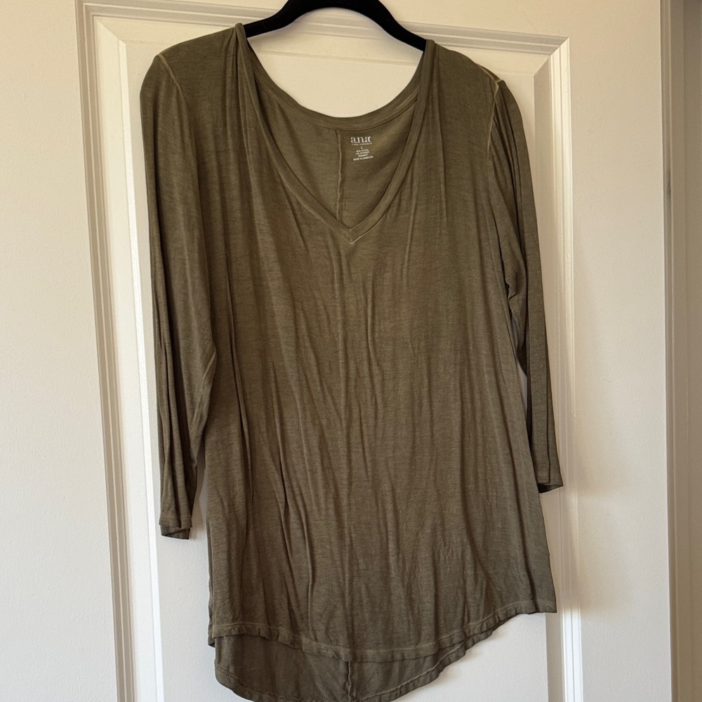 a.n.a Olive Long Sleeve Women's Tee